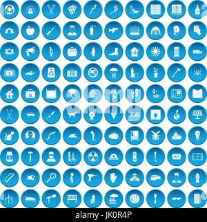 100 help icons set blue Stock Vector