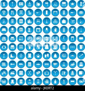 100 housework icons set blue Stock Vector