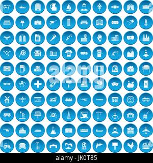100 industry icons set blue Stock Vector