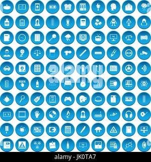 100 information icons set blue Stock Vector