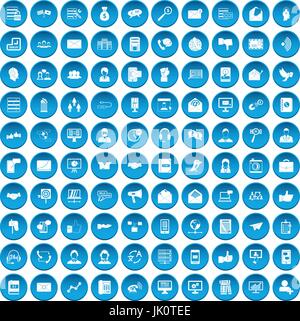 100 interaction icons set blue Stock Vector