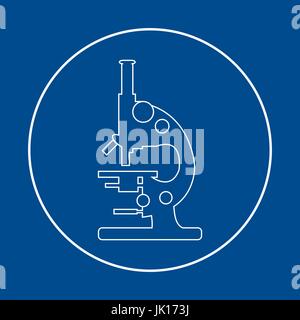 Stylized vector icon of microscope. Magnifying device sign. Laboratory equipment symbol. Stock Vector