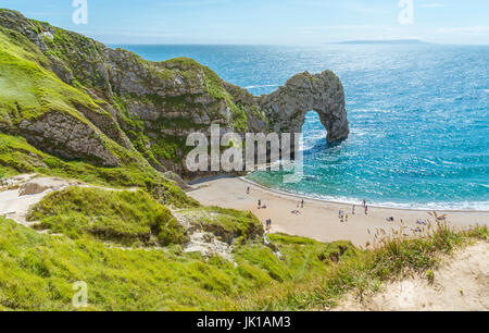 View from the cliff tops at Durdle Door in West Lulwoth, Dorset. Stock Photo