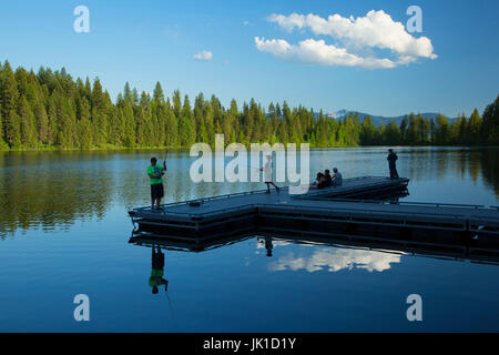 Fishing dock at Smith Lake, Kaniksu National Forest, Idaho Stock Photo