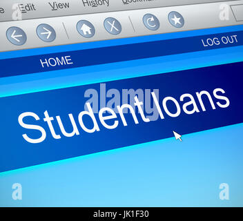 3d Illustration depicting a computer screen capture with a student loans concept. Stock Photo
