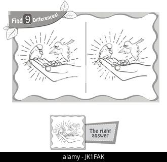 differences educational game with birds coloring book page Stock Vector ...