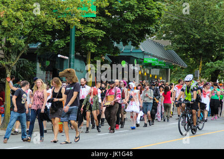 Vancouver, BC, Canada-August 17, 2013: Unidentified participant during annual Zombie Walk (Zombie Parade) in downtown Vancouver. Stock Photo