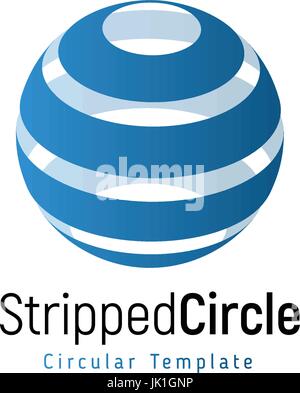 Ocean, river and sea blue water sign. Abstract stripped vector logo template, round swirl simple logotype. Stock Vector