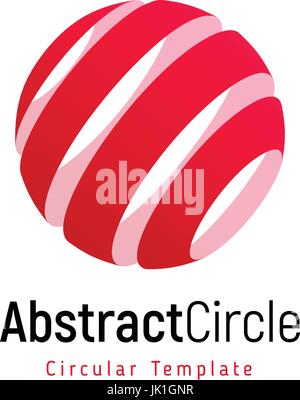 Abstract red sun, stripped vector logo template, round swirl simple logotype. Stock Vector