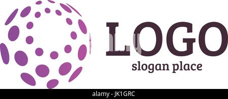 Abstract dotted vector logo template. Miscellaneous universal isolated unusual logotype. Stock Vector