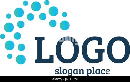 Abstract dotted vector logo template. Miscellaneous universal isolated unusual logotype. Stock Vector
