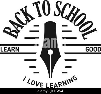 School logo vector. Monochrome vintage style design educational learning sign. Back to school, university, college retro stamp. Black and white education emblem on white background. Stock Vector