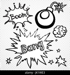 BLANK Comic speech bubbles set, comic wording sound effect set design for comic background, comic strip Stock Vector