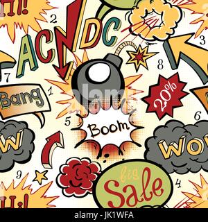 Comic book explosion pattern vector illustration seamless art acdc ...