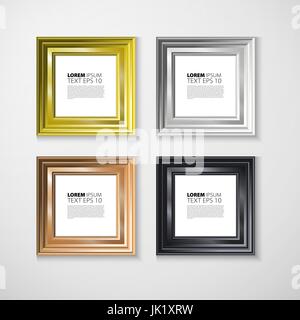 Picture frame vector. Photo art gallery on vintage wall. Stock Vector