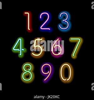 Numerical figures in sparkling neon colors art Stock Vector