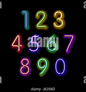 Numerical figures in sparkling neon colors art Stock Vector