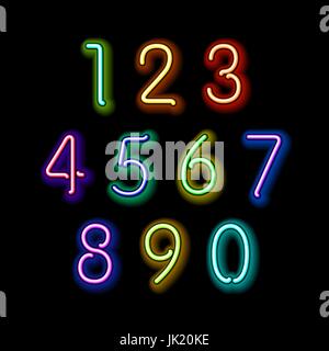 Numerical figures in sparkling neon colors art Stock Vector