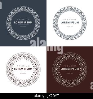 Vector set of outline emblems and badges - abstract hipster logo templates art Stock Vector