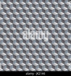 Abstract seamless 3D white cubes vector background. art Stock Vector