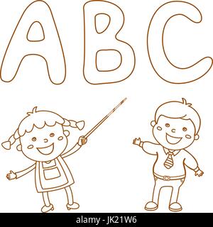 Illustration of Kids Holding Giant Letters abc Stock Vector
