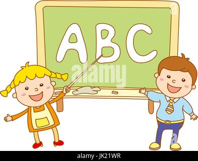 Illustration of Kids Holding Giant Letters abc Stock Vector