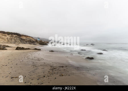 Leo Carrillo State Beach with motion blur water and clouds in Malibu, California. Stock Photo