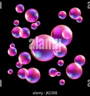 Vector illustration of shiny bubbles on the sky background art Stock Vector
