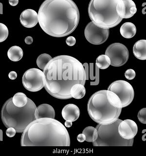 art vector background. Soap bubbles on black. Stock Vector