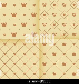 Simple seamless vector pattern with crown art Stock Vector
