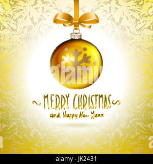Golden realistic vector Christmas balls yellow art Stock Vector