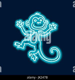 Vector Illustration of 2016 new year Outline neon light BAckground for Design, Website, Banner. Holiday party Element Template. Chinese horoscope Monk Stock Vector