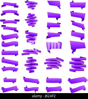 violet Collection of sale discount origami styled website ribbons, corners, labels, curls and tabs. Image contains transparency - you can put them on  Stock Vector