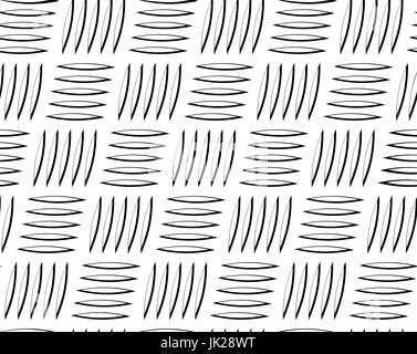 Metal corrugated sheet with oblique incision for industrial floors and walls. Black and white drawing. Stock Vector