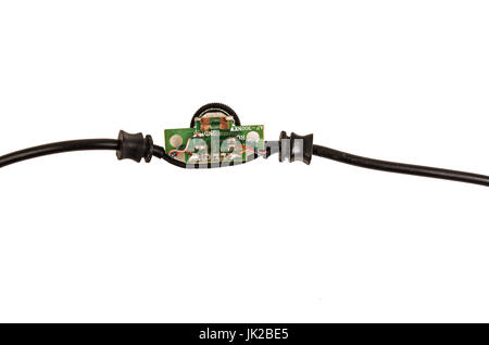Close up of an electrical cable standard on white background. Cross-section in a white background. Stock Photo