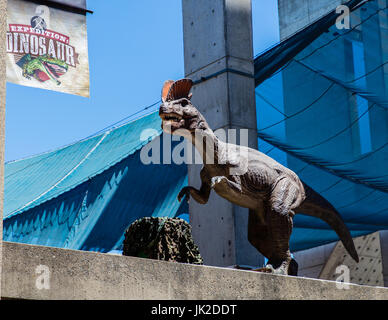 Dinosaur exhibit at the State Fair in Sacramento, California. Stock Photo