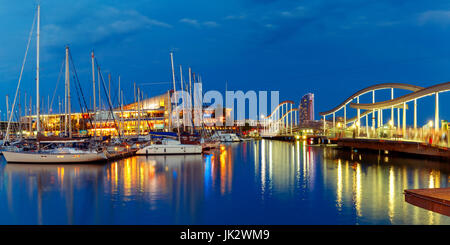 Port Vell and Rambla de Mar, Barcelona, Spain Stock Photo
