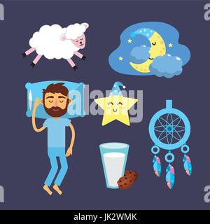 set man with good night thing Stock Vector