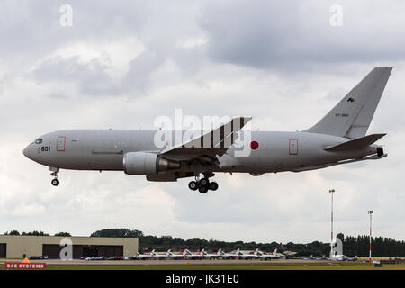 KC-767J from the Japan Air Self Defense Force lands at the 2017 Royal International Air Tattoo at Royal Air Force Fairford in Gloucestershire - the la Stock Photo