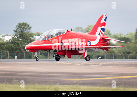 RAF Display Team the Red Arrows Fairford International Air Tattoo 2017 in their Hawk T1 Jet Trainers Stock Photo