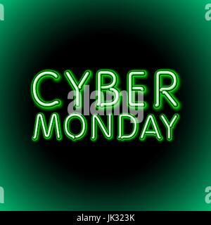 Vector cyber monday sale background. Vector illustration of embossed letters on green blurred background. text. art Stock Vector