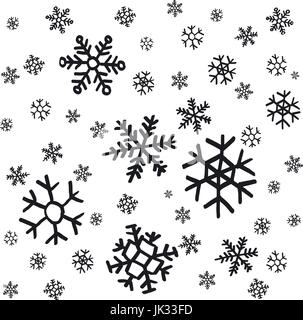 hand drawn snowflakes Christmas ornaments made from decorative snowflakes vector sketch illustration Christmas background with grey snowflakes on whit Stock Vector