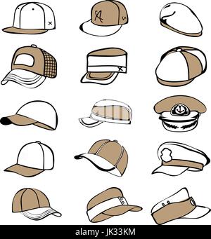 cap set isolated on hat icon vector baseball rap Stock Vector