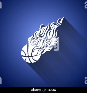 Basketball ball in flame sneakers vector art icon color Stock Vector