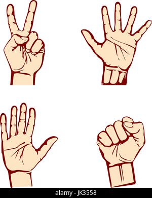 Open empty hands holding protect giving gestures icons set isolated vector illustration Stock Vector