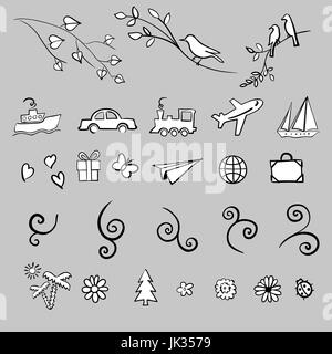 fun, summer, spring, travel, illustration, set icon art Stock Vector