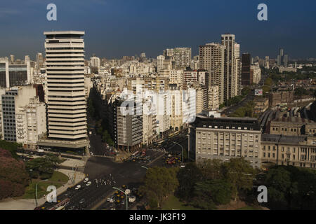 Argentina, Buenos Aires, Retiro, traffic on the Avenida del Libertador, aerial, morning Stock Photo