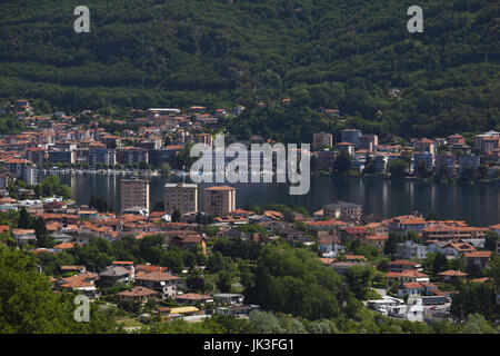 Italy, Piedmont, Lake Orta, Omegna, high angle town view Stock Photo