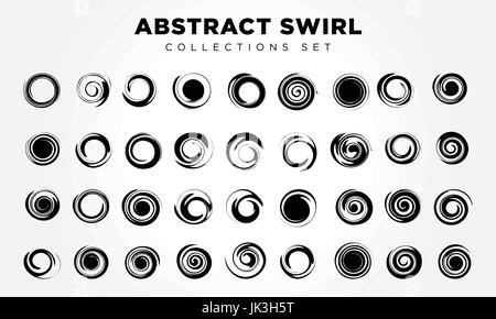 Spiral movement and rotation. Design elements set Stock Vector