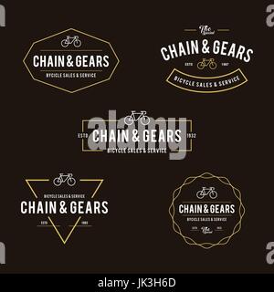 Set of bicycle in Retro Styled design badges Stock Vector